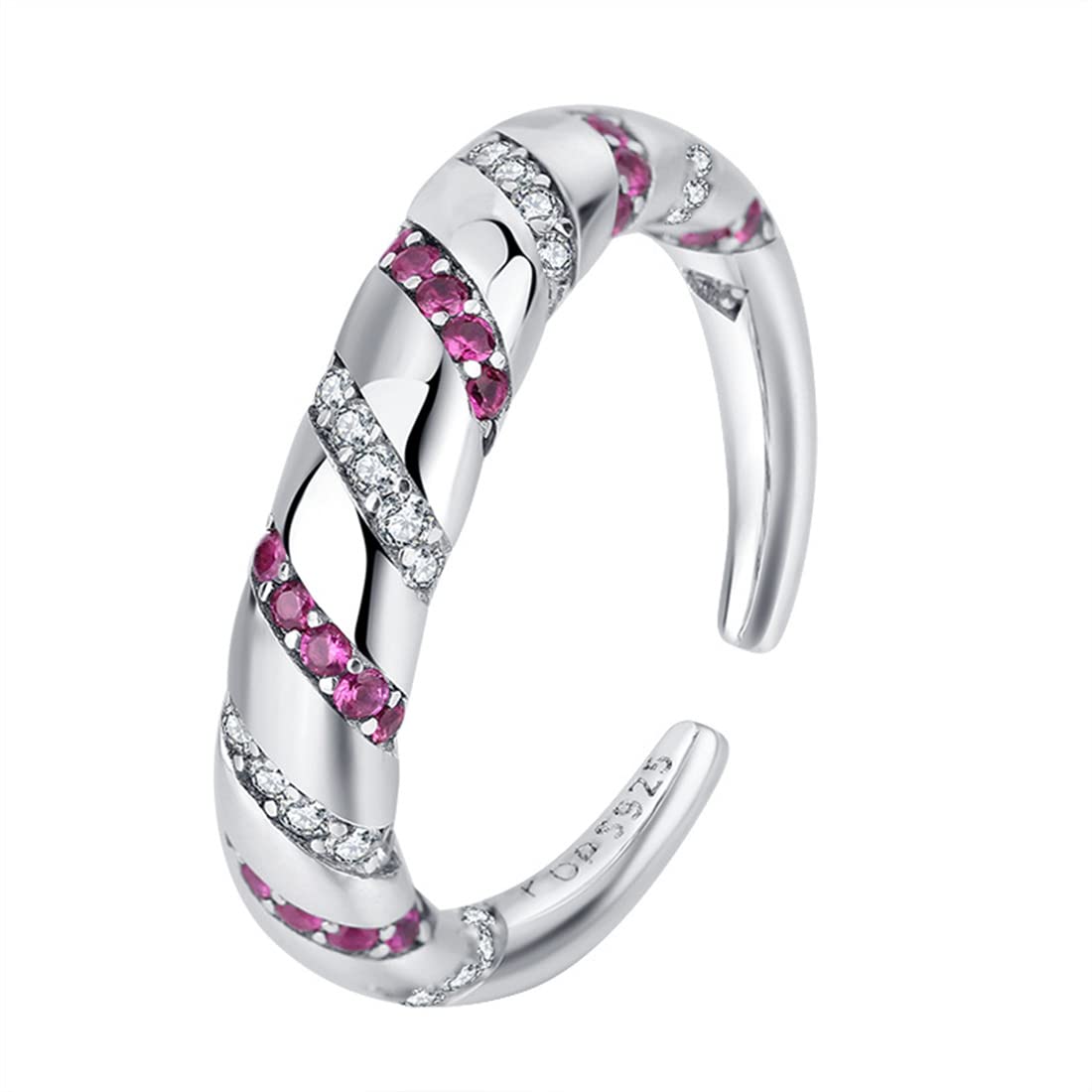 Bague en Zircon rayé en argent 925 sterling d'une élégance intemporelle pour femme