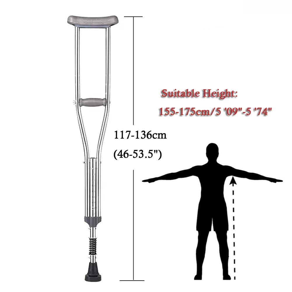 Muletas Médicas para Axilas, Muletas Regulables para Hombre, Muletas Ligeras Antideslizantes para Mujer (Color : Silver, Size : 2COUNTS)