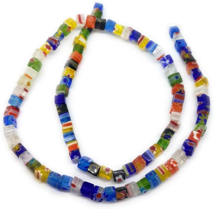 100pcs Tiny Millefiori Lampwork Glass Cube Beads 4mm ~Loose Beads~