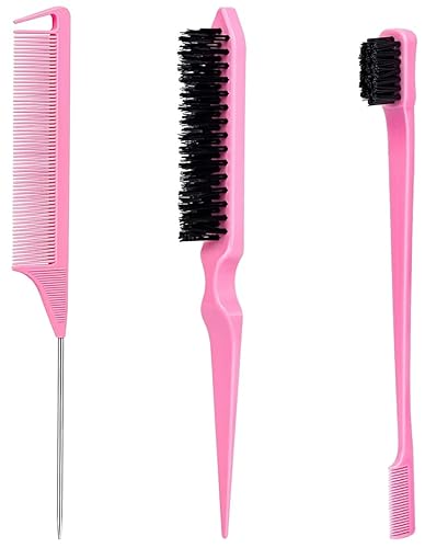 Cepillo de pelo Slick Back, cepillo de bordes, accesorios para el cabello, juego de 3 piezas, peine de cola de rata para separar el cabello, peine
