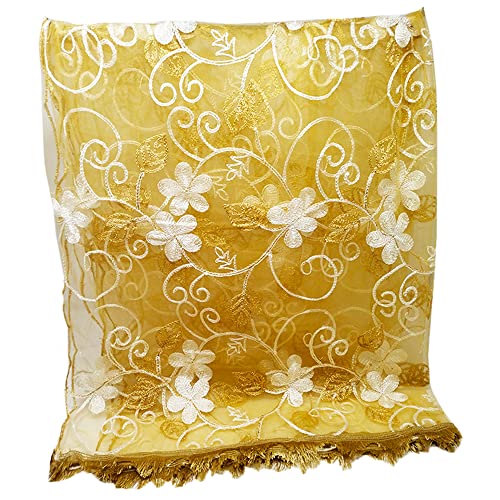 Petrichor Women's Fashion Designer Net Dupatta Scarf (Length: 2.2 meters, Made in India, Colour : Golden)4