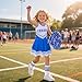 Cheerleader Costume for Girls, Cheerleading Outfit for Kids Dress with Pom Poms for Halloween 3-12 Year (Blue, L)