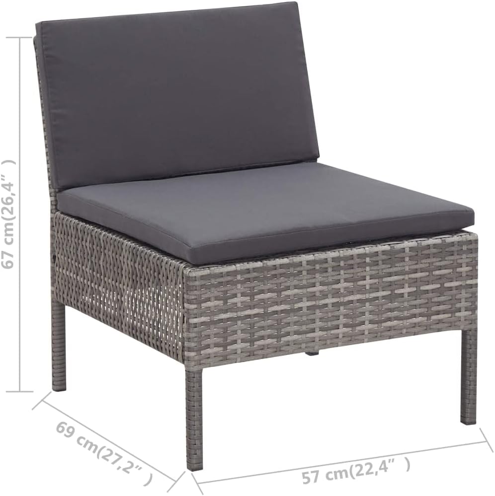 vidaXL Patio Furniture Set 8 Piece, Patio Conversation Set with Cushions, Outdoor Sectional Sofa with Coffee Table for Garden, Poly Rattan Gray