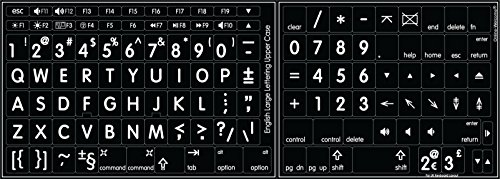 Mac English Large Lettering Keyboard Sticker New Matte Black Background
