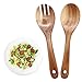 ZXM Servidores de Ensalada, 2 Piezas de 10.4 Pulgadas de Madera para Ensaladas, Ensalada de Madera de Acacia para Mezclar, Tenedor y Cuchara, Mango Largo para Cocina, Juego de Cocina