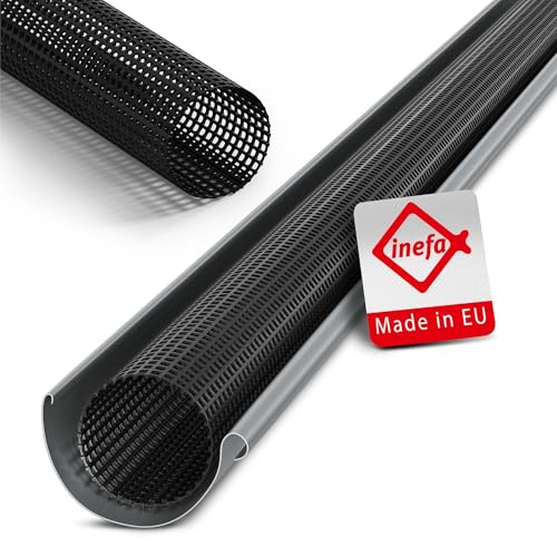 INEFA 10x Laubschutzgitter, Dachrinnen Laubschutz, PVC 125-180mm, 2m, Schwarz, Regenrinnen Laubschutz, Dachrinnengitter, Dachrinnenschutz made in Germany - idealer Schutz gegen Laub in der Dachrinne
