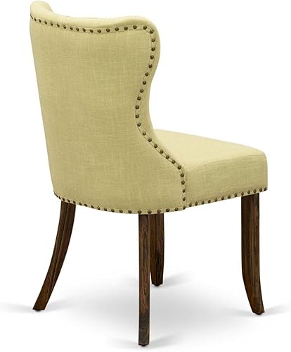 Miniatura 7 de East West Furniture SIP7T37 Sion Modern Parson - Juego de 2 sillas tapizadas de tela de lino con botones copetudos y ribete de clavo, juego de 2,