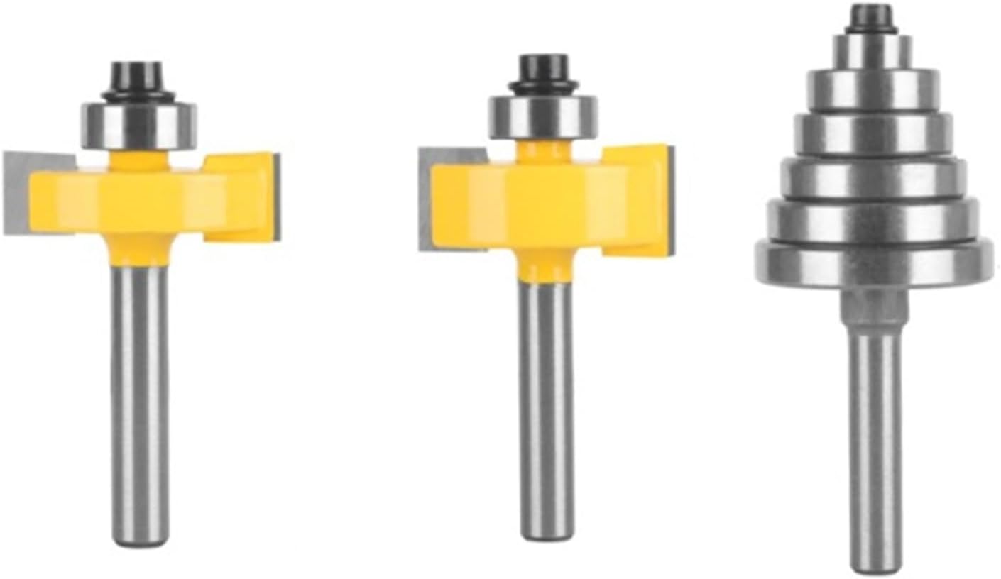 XiBany T Type Sloting Bit Rabbeting with 6 Bearing Sets Router Bit Woodworking Milling Cutter for Wood Bit Face Mill (Color : /, Size : 3pcs Bearing Set)