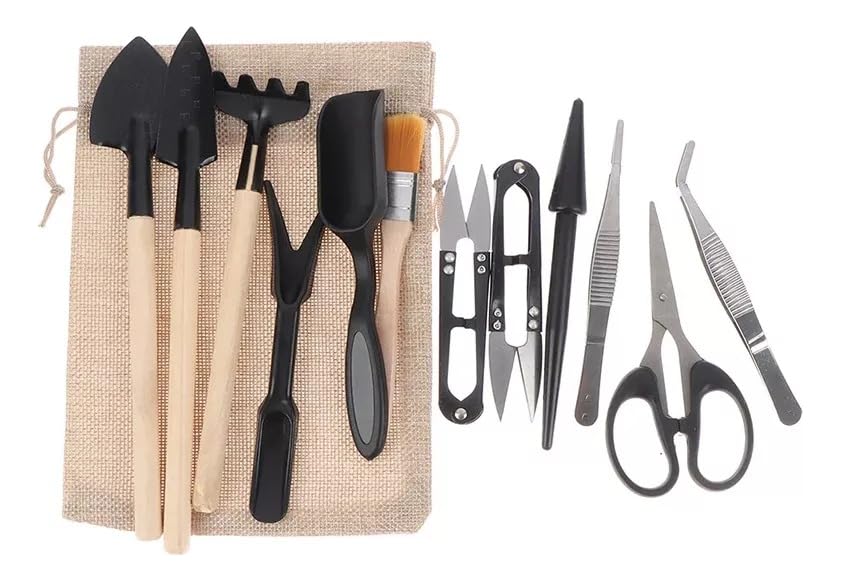 Mini Kit De Ferramentas Jardinagem Suculentas Bonsai Mudas Cactos Pequenos Vasos Horta Poda 13 Peças