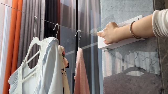 Intrekbare Waslijn voor Kleding, Gigantische Buitenwanddroger met 2 Glijdende Waslijnen, Eenvoudige Installatie Binnen en Buiten voor Balkon