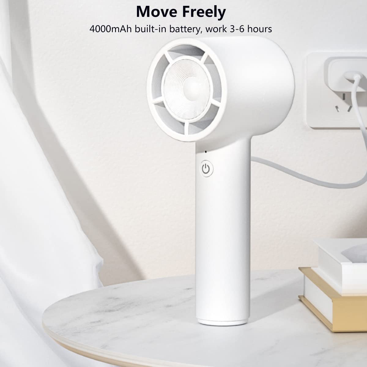 Mini wentylator ręczny, przenośny wentylator bezlistny ładowany przez USB z 3 prędkościami, osobisty chłodzący wentylator ręczny, cichy kieszonkowy wentylator biurkowy do domu, biura, na