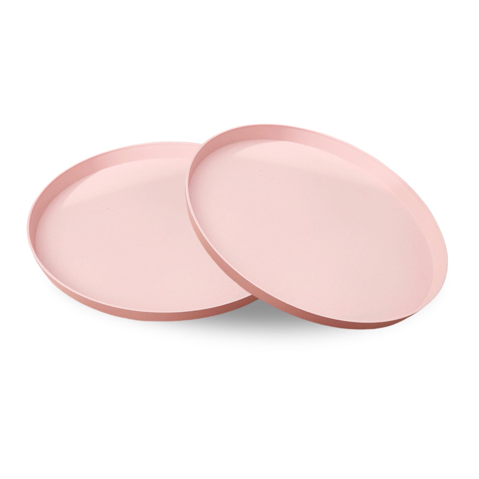 2 Pack Round Plastic Serving Tray Platter, 13 Inch Lightweight Wheat Straw Food Tray, Tea Tray for Party, Reusable Restaurant Fast Food Holder for Cup