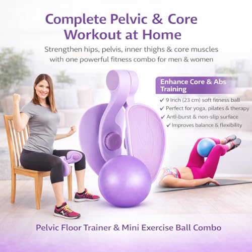 Image of Mini Exercise Ball 9 Inch (23cm) - Small Soft Pilates Ball for Yoga, Core & Ab Workouts - Anti-Burst Non-Slip Fitness with Inflatable Straw for Home Therapy (Pelvic Floor Trainer & Mini Ball)