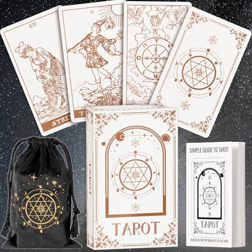 Hihealer 78 Tarot Cards Deck with Guide Book and Linen Carry Bag, Classic Original Tarot Cards for Beginners to Experts, Witchy Gifts for Women