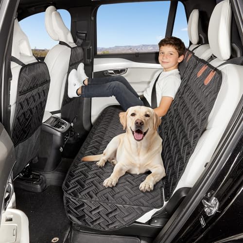 YJGF Dog Car Seat Cover for Back Seat,Back Seat Pet Cover for Dogs,Waterproof Scratchproof Rear Bench Seat Cover Protector (Black, L) - image 8