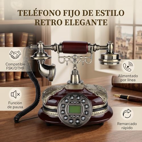 Teléfono fijo vintage Zerone estilo europeo clásico miniatura 3