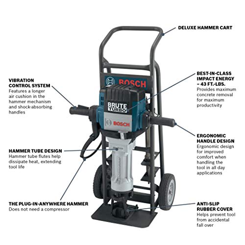 Bosch Bh2770Vcd 120-Volt 1-1/8 Hex Breaker Hammer Brute Turbo Deluxe Kit With Deluxe Cart , Blue #TOP2
