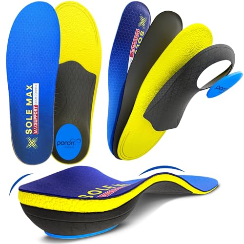 SOLE MAX Activated Charcoal Orthotic Insoles for Men & Women – Superior Odor & Sweat Control, Heavy Duty Arch Support, Shock Absorbing Cushioning for Plantar Fasciitis, Foot, Heel & Back Pain Relief