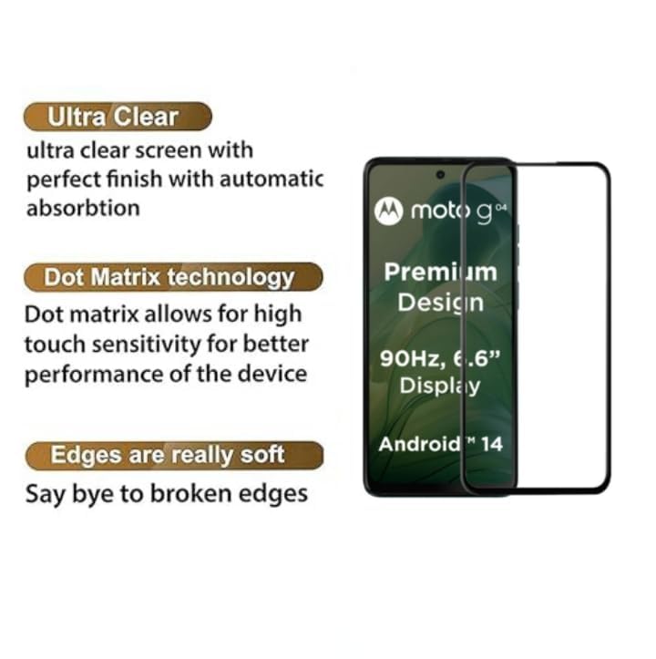 Image of DD SON Tempered Glass for Motorola Moto G24 Power, Moto G04, Moto G24 and Moto G04s (6.6 Inch) With Installation Kit | Military-Grade Gorilla Screen Protector | Edge to Edge Coverage | Black