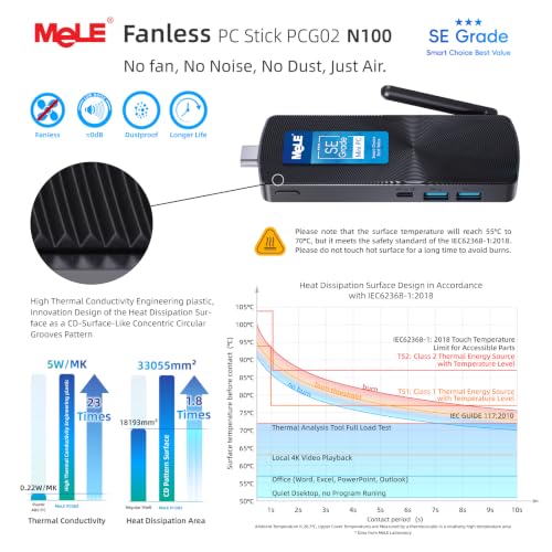 Image of MeLE SE Grade PC Stick PCG02 Fanless Mini PC N100 8GB RAM 128GB Storage