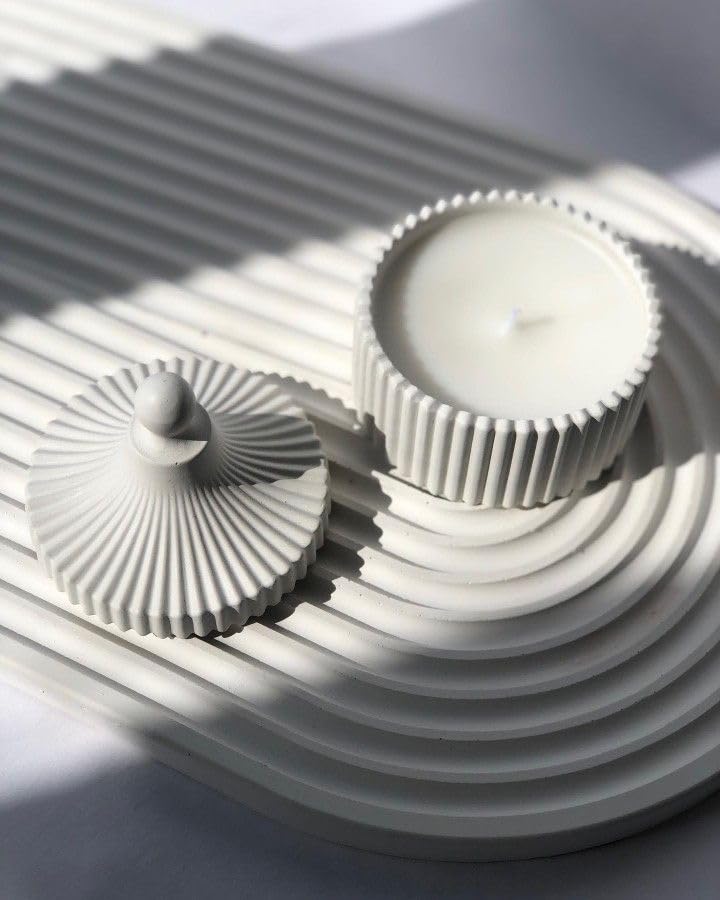 Image of Concrete Sea Shell Jar Candle | Velvet Rose Aroma | 12+Hours Burn Time | Perfect for Home Decor & Gifting (B)