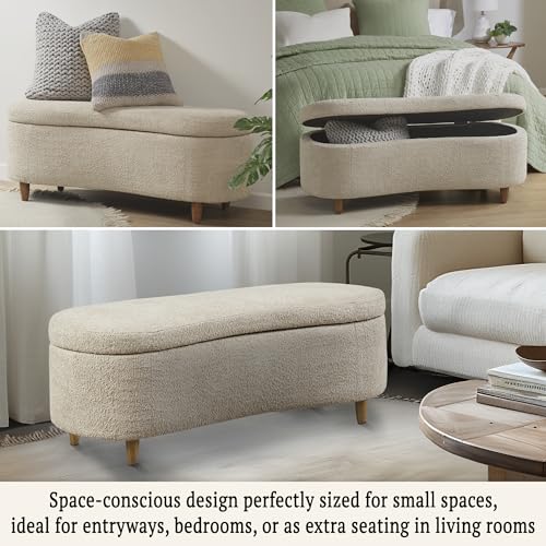INK+IVY Bailey Boucle-Style Curved Storage Accent Bench