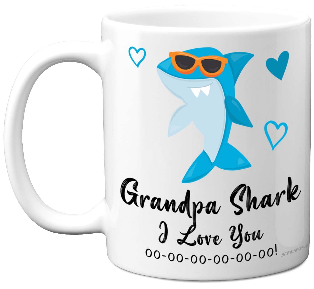 Stuff4 Grandpa Birthday Mug - Grandpa Shark - Birthday Gift from Granddaughter Grandson, Happy from Toddler Grandchild, Christmas Tea Coffee 11oz Ceramic Dishwasher Safe Mugs Cup