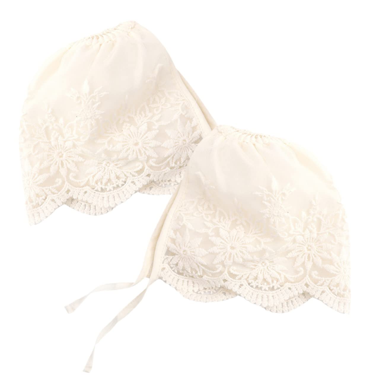 GLEAVI Sombrero De Corte Princesa Sombrero Vivero Ducha Ultravioleta Capó Sombrero De Niña Gorro De Chicas Sombreros De Bebé Recién Nacido Cordón Beige