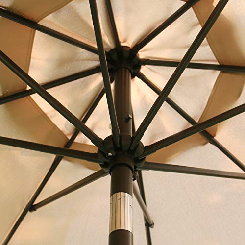 Sunnyglade 9Ft Patio Umbrella Outdoor Table Umbrella With 8 Sturdy Ribs (Tan) #TOP1