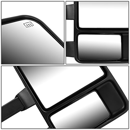 Image of Auto Dynasty Passenger Right Rear View Side Towing Mirror - Manual Telescoping | Power Adjust | Heated Glass | Amber LED Turn Signal - For Ford F250 F350 F450 F550 Super Duty 08-16, Texture Black