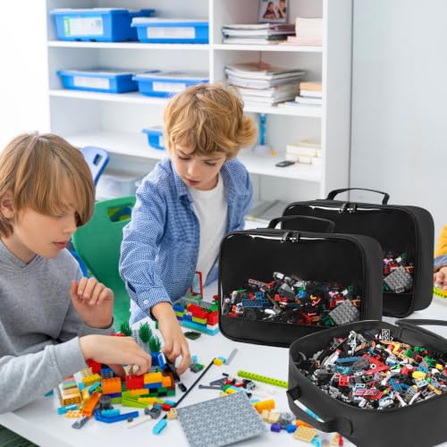 Image of 4 PCS Toy Storage Bags, Classic Bricks Building Set Storage Bag, Travel Case for Building Toys, Puzzles, Black