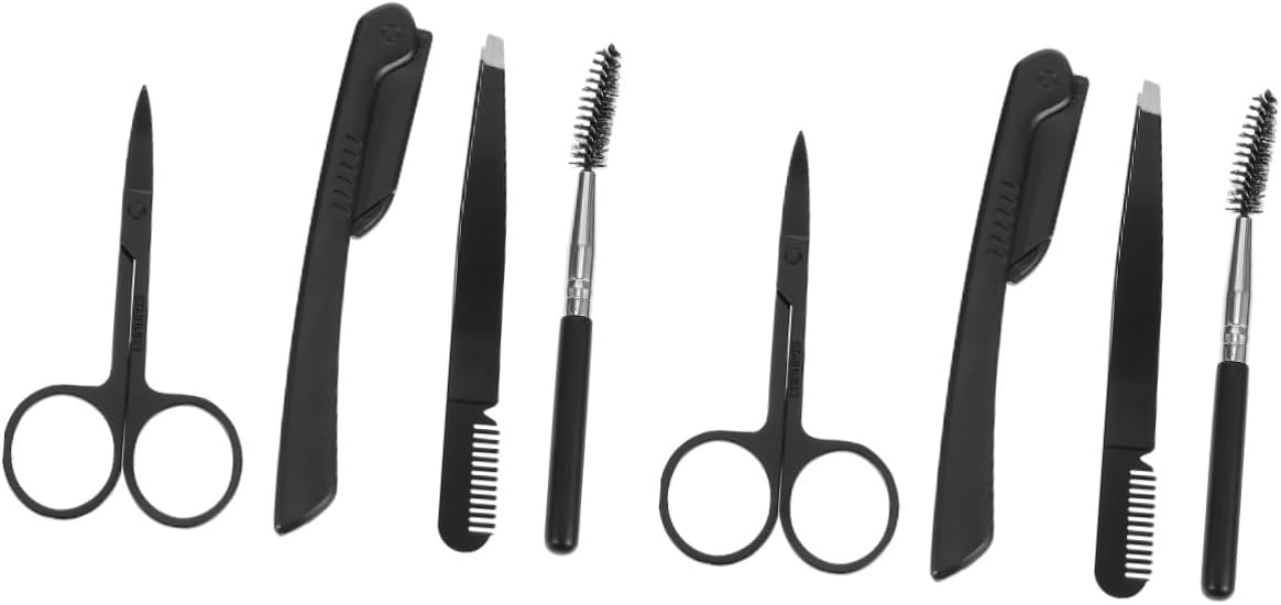 VALICLUD 2sets Eyebrow Grooming Tools Scissors Tweezers Brush and Trimmer for Eyebrow Shaping and Hair Removal Beauty for