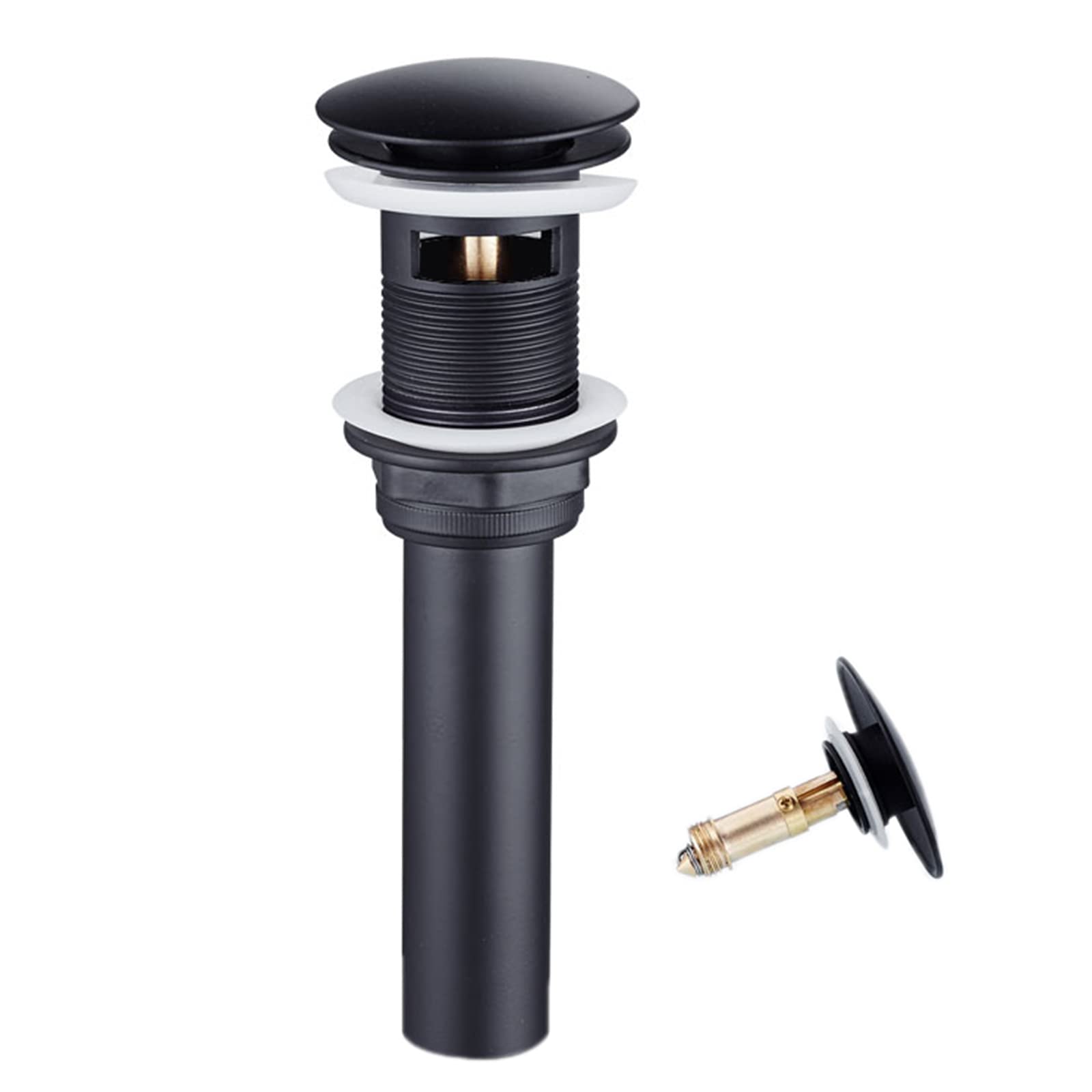 Piletta Click Clack Nera Piletta Lavabo Bagno con Troppopieno Piletta di Scarico Lavandino Pop Up Universale In Ottone G1 1/4“ Per Lavabo Da Cucina,B