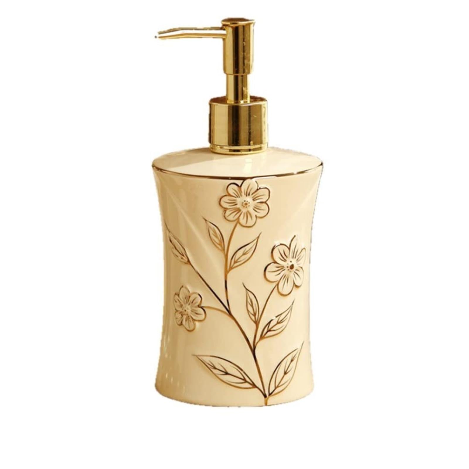 Distributeur Savon Conditionner Distributeur De Savon en Céramique Désinfectant pour Les Mains Bouteille Recharge Décorative avec Pompe Dorée Shampoing Douche
