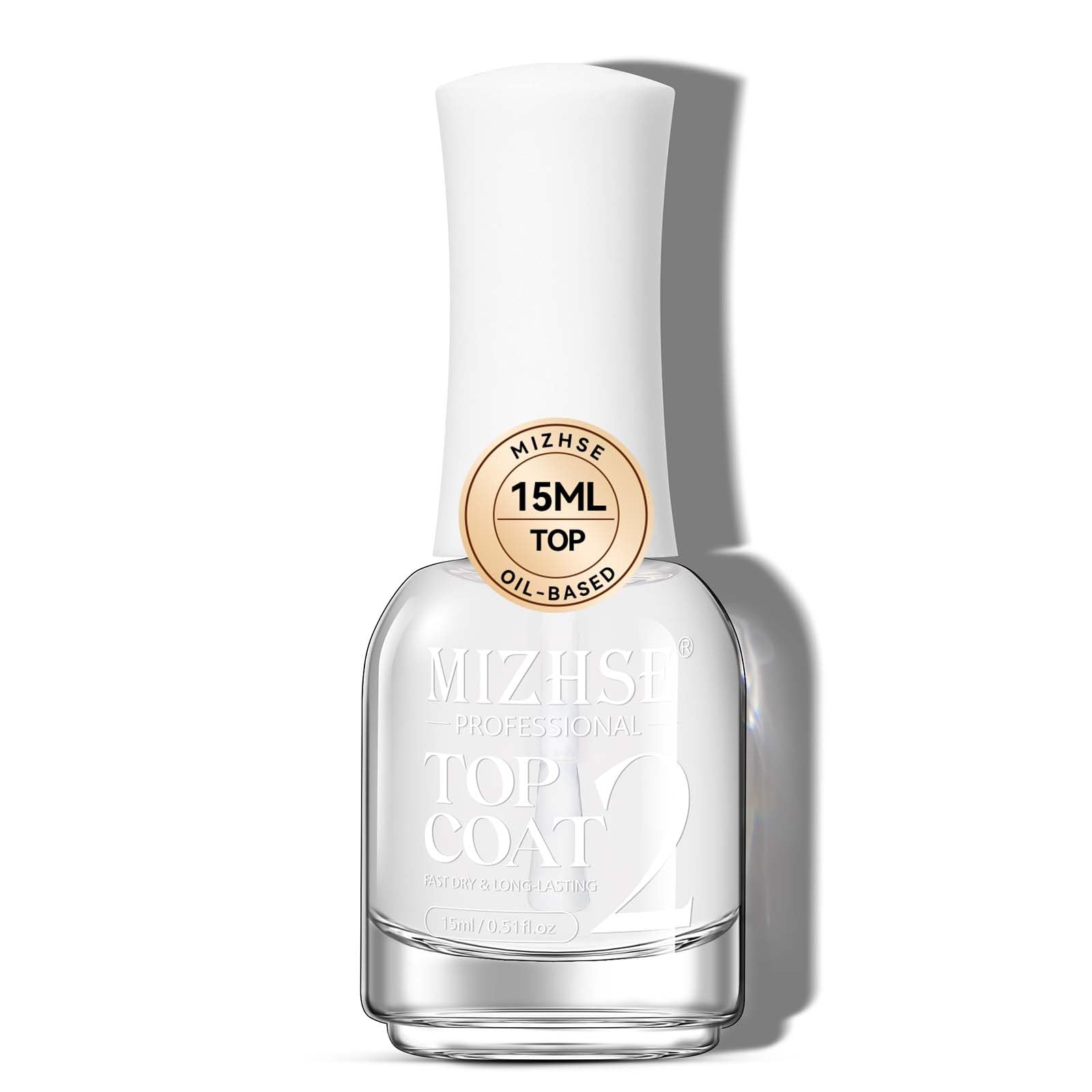 MIZHSE Nail Polish Clear Top Coat, Quick Dry Nail Polish Non Gel, Air Drying Fast High Shine Protective Nails Glossy Finish Manicure DIY Home 0.5 fl oz (15 ml)