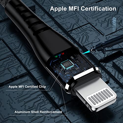 Apple MFi Certified 3 Pack iPhone Charger 6ft, Long Lightning Cable