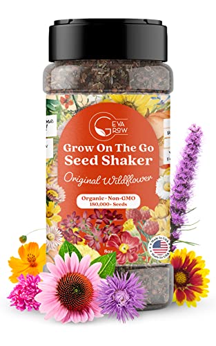 Bulk Wildflower Seed Mix – Annual Wildflower Seed Shaker By Gevagrow | Bulk 180,000+ Seeds Shaker | 23 Variety Flower Seeds For Planting In Pots & Outdoor Gardens | No Messy Bags Or Packets | 8 Ounce #TOP10