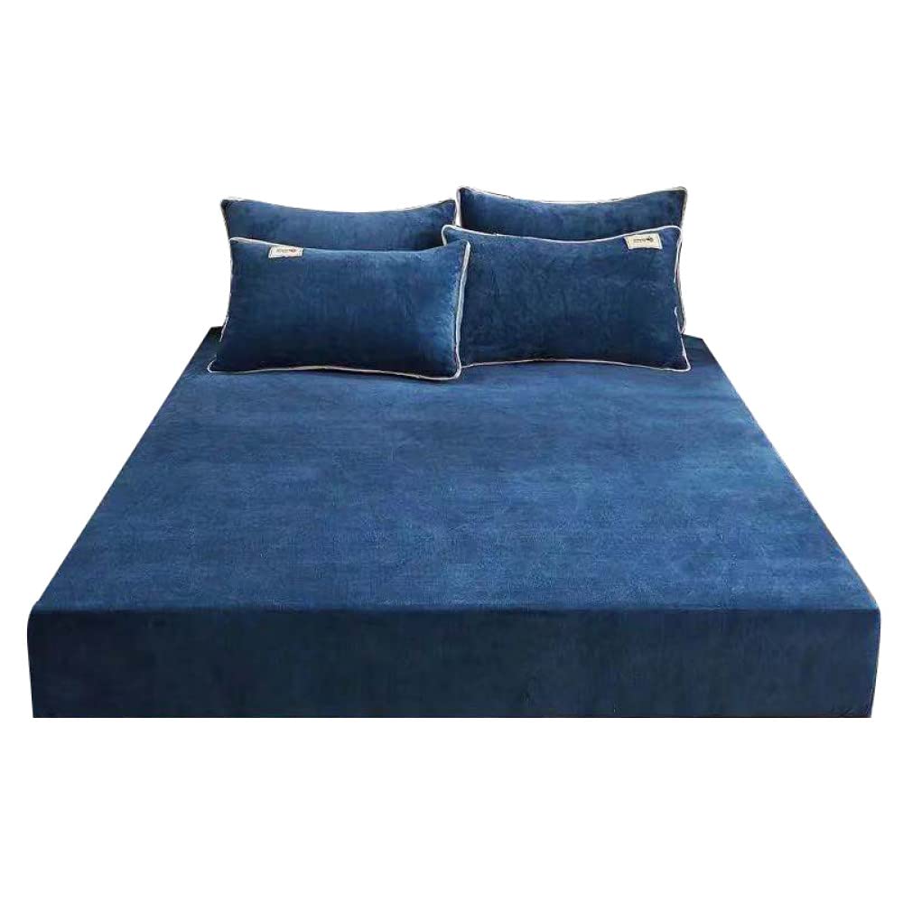 Zimowe ciepłe aksamitne elastyczne prześcieradło z gumką pokrywa materac koralowy polar narzuta pościel podwójne łóżko king size, 2200x220x25cm 1 szt