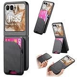 VFBDJKsbdh Hülle kompatibel mit Motorola Moto Razr 50, magnetische abnehmbare Brieftasche aus PU-Leder mit Kartenfächern und Ständer, stoßfeste Schutzhülle(Black)