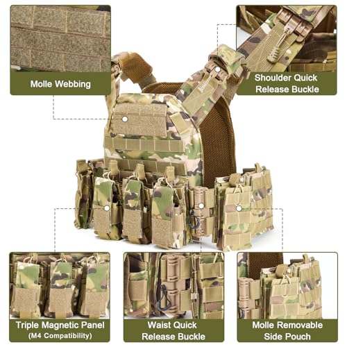 Image of Tactical Vests,Quick Release Camo Vest, Men's 1000D, Lightweight Modular 3D Breathable Vest