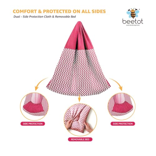 Image of Premium Swing Cradle Set | Cradle Cloth, Padded Bed, Mosquito Net, Heavy-Duty Spring & Triangle Hanger | Up to 15 kg | Red Stripes