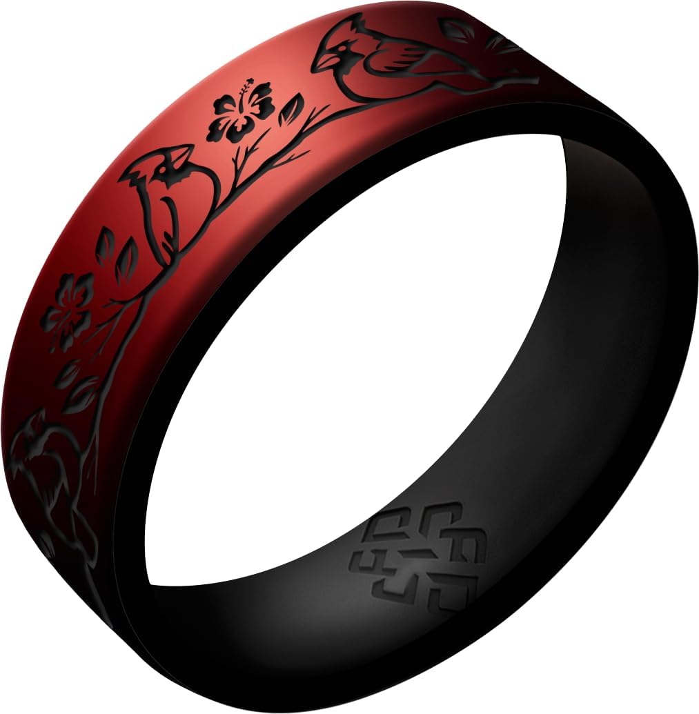 Knot Theory Cardinals Silicone Ring for Women - Champagne Gold, Red, White Rose Gold Breathable Dual Layer Comfort Fit 6mm Bandwidth