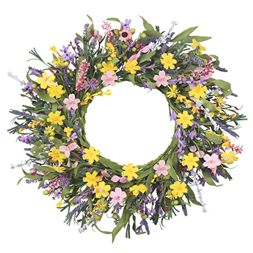 Xyxcmor 24" Spring Wreaths For Front Door Daisy And Lavender Wreath Colorful Floral Wreath For Indoors Wildflower Wreath For Front Door Home Wall Window Garden Farmhouse Decor #TOP5