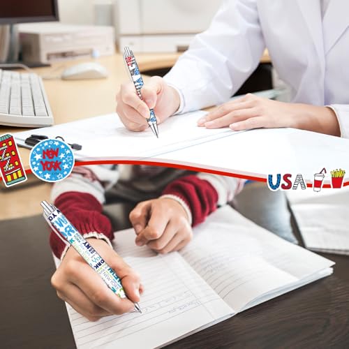 Image of Sayglossy 36 Pcs New York Ballpoint Pen Collectible Gift Pen Bulk Retractable NY Souvenir Souvenirs USA New York Souvenirs for Office Supplies, 6 Styles, Black Gel Ink