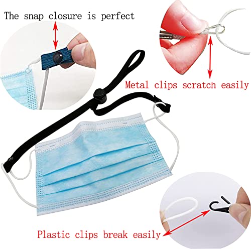 Tuoxuan Face Mask Lanyard For Kids With Snaps Mask Holders Around Neck For Adults Mask Extenders/Ear Savers Protect Neck Strap For Behind Head Fasteners Mask Necklace 6 Pack (Black) #TOP6