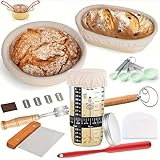 Sauerteig Starter Kit, 21-teilig - Banneton Gärkörbchen, Starterglas...