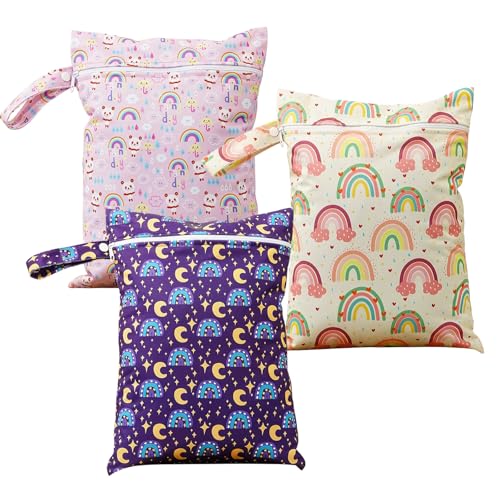 Juego de 3 Bolsas Impermeables, Bolsas de Almacenamiento de Viaje, Bolsa de Natación para Playa, Bolsa Portátil para Pañales de Niños, Reutilizable de Poliéster, 36 x 26 cm