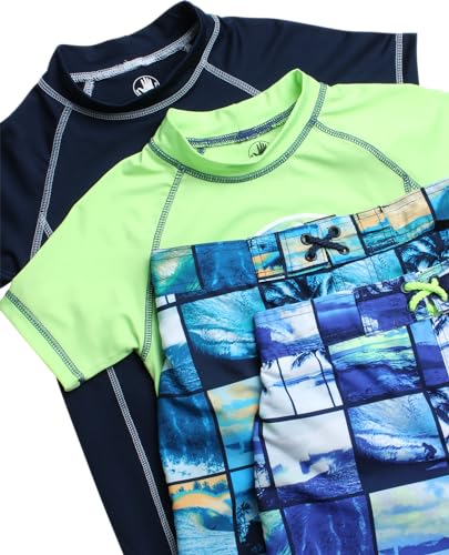 Image of Body Glove Boys Swim Set - 4 Piece UPF 50+ Swim Trunks and Rash Guard for Boys Kids Swimwear Set (Sizes: 4-12)