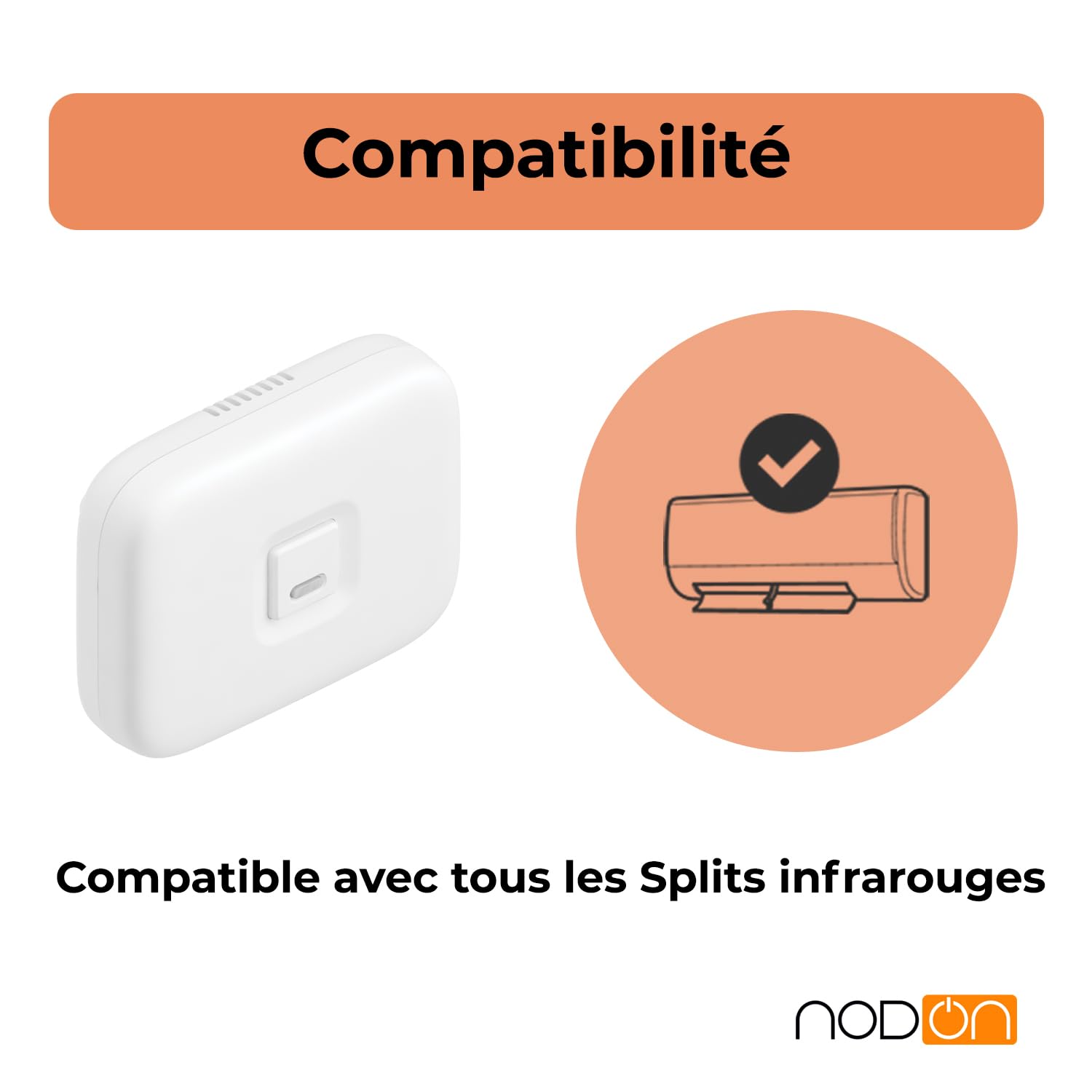 NodOn - Zigbee 3.0 Controleur Climatisation Intelligent Infrarouge - Controle Climatisation à Distance - Usage avec ou sans Télécommande - Compatible Zigbee Home Assistant, Z2M, Homey, ZHA