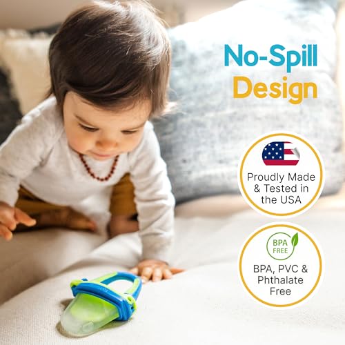 Image of Teetherpop Fillable Freezable Teethers for Babies - Breastmilk Teether with Spill-Proof Sippy Slits - Teething Popsicle for Baby, Liquids & Purees, Cooling Teething Relief Feeder Pacifier - LimonTeal